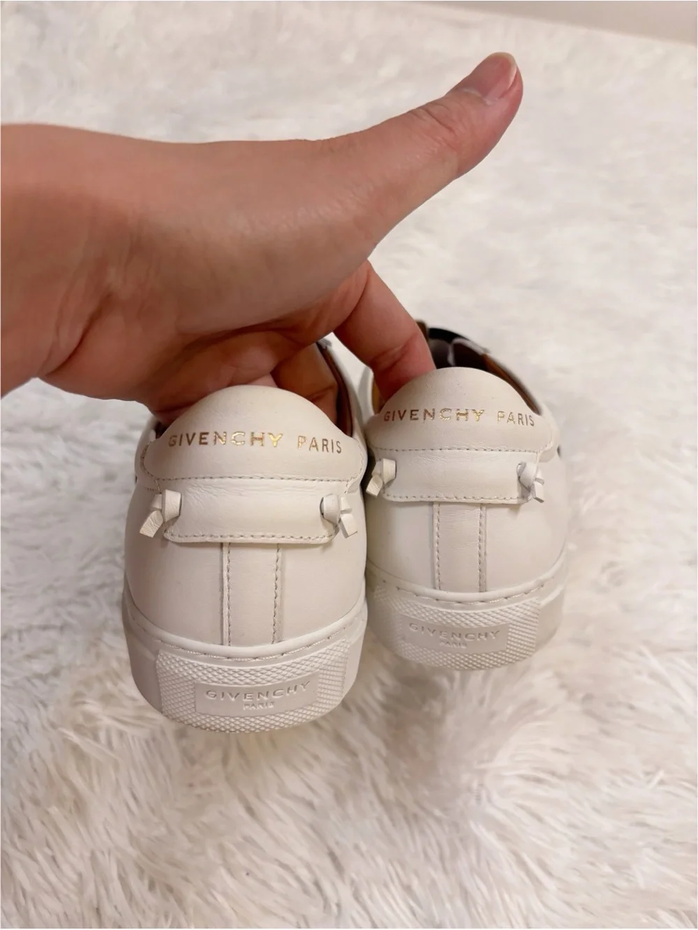 Givenchy‎ White Leather Slip-Ons sneakers with Black Logo Strap size 38 1/2